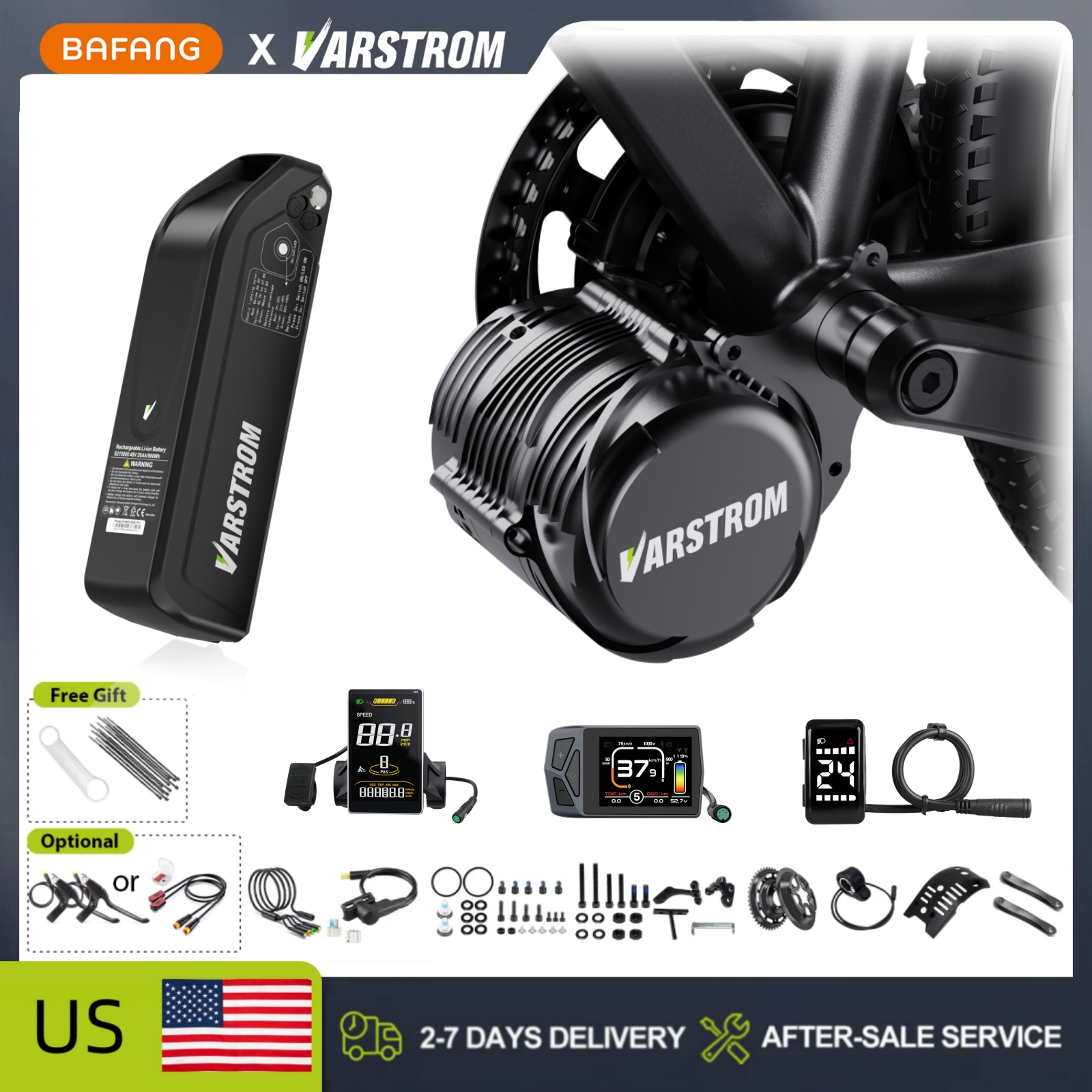 Side Hung Mid Drive Motor Kit - 통성(Tongsheng) TSDZ2B 500W, TSDZ8 750W, TSDZ16