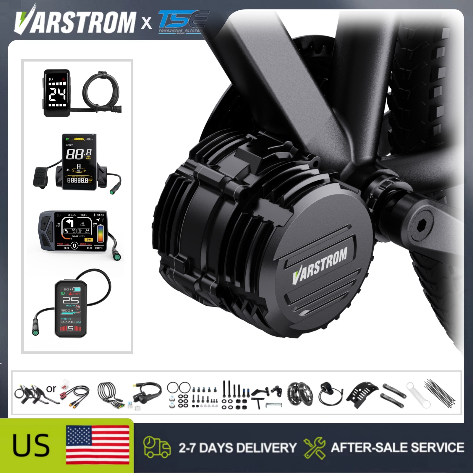 Side Hung Mid Drive Motor Kit - [미국 재고] 통성(Tongsheng) TSDZ16 48V 1000W