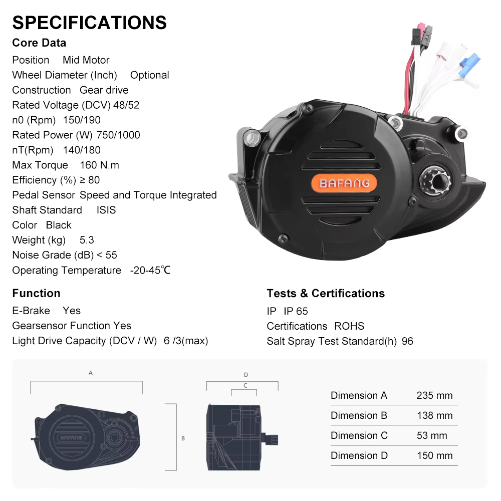 전기 자전거용 바팡 M620 G510 48/52V 10 - Mid Drive Conversion Kit 1000W 리뷰 및 가격